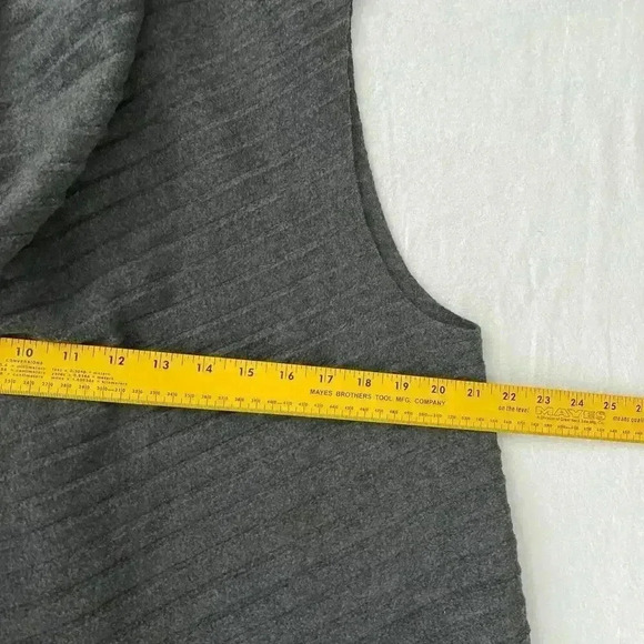 Le Moda Knit Sweater Cardigan Size XL-2X Gray Drape Ribbed Minimalist Lagenlook - Picture 6 of 9